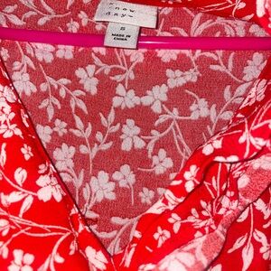 A New Day Red and White Floral Top